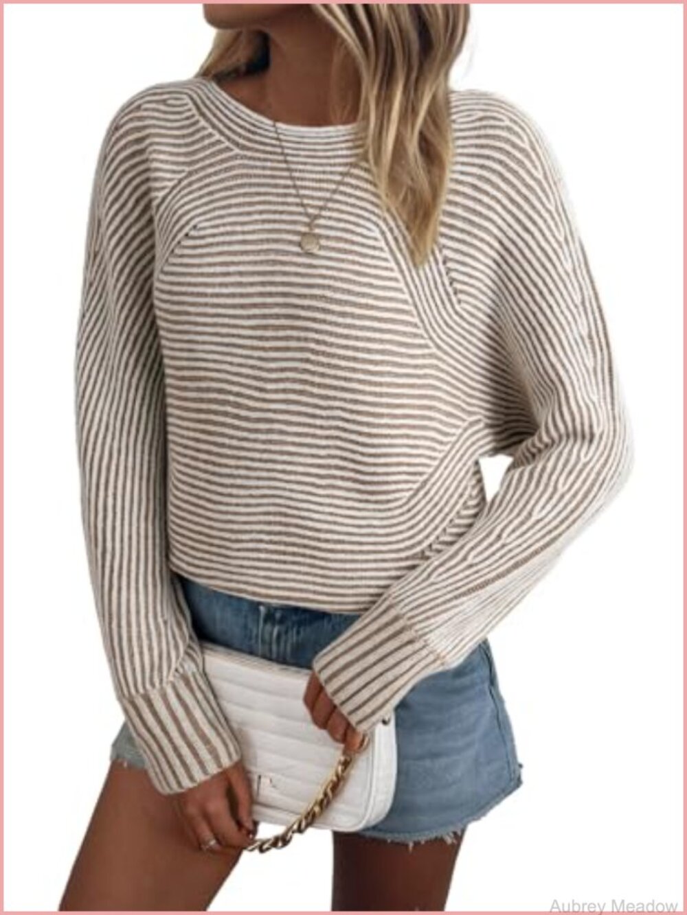 Oversized Striped Sweater Boat Neck Batwing Sleeve Pullover Top